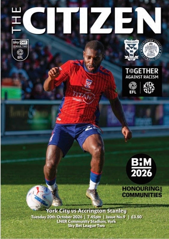 Match Day Programme York City V Accrington Stanley