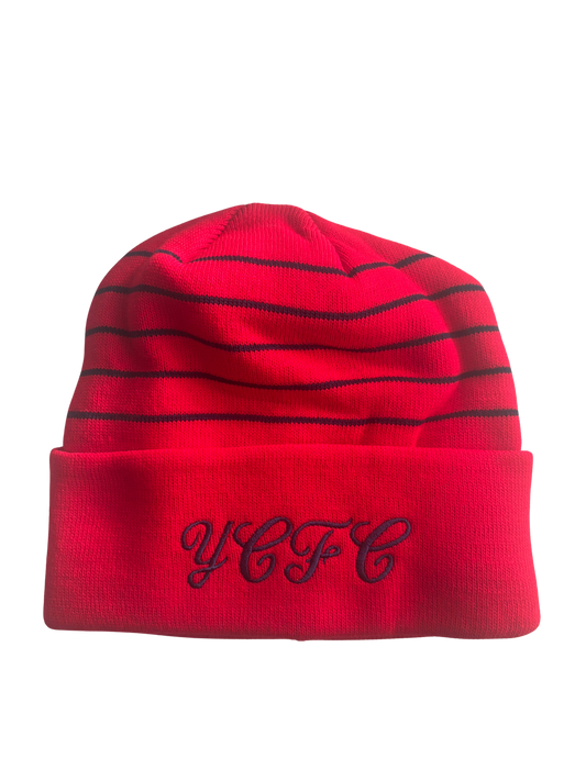 YCFC Script Red Beanie Hat