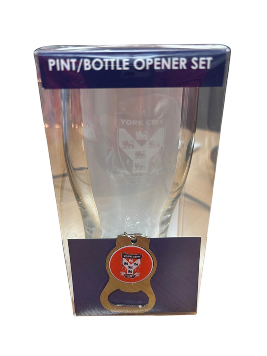 Pint Glass And Bottle Opener Gift Set image 0